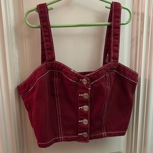 Forever 21 Red Buttoned Crop Top